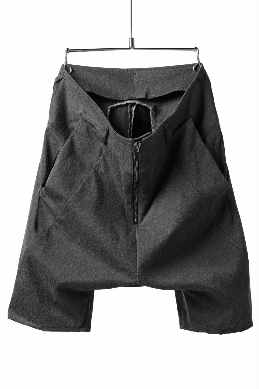 incarnation FRONT ZIP SARROUEL SHORTS / EXPANDED WOVEN (GREY)