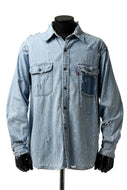 RESURRECTION HANDMADE distressed triple-stitch denim shirt (LIGHT BLUE)