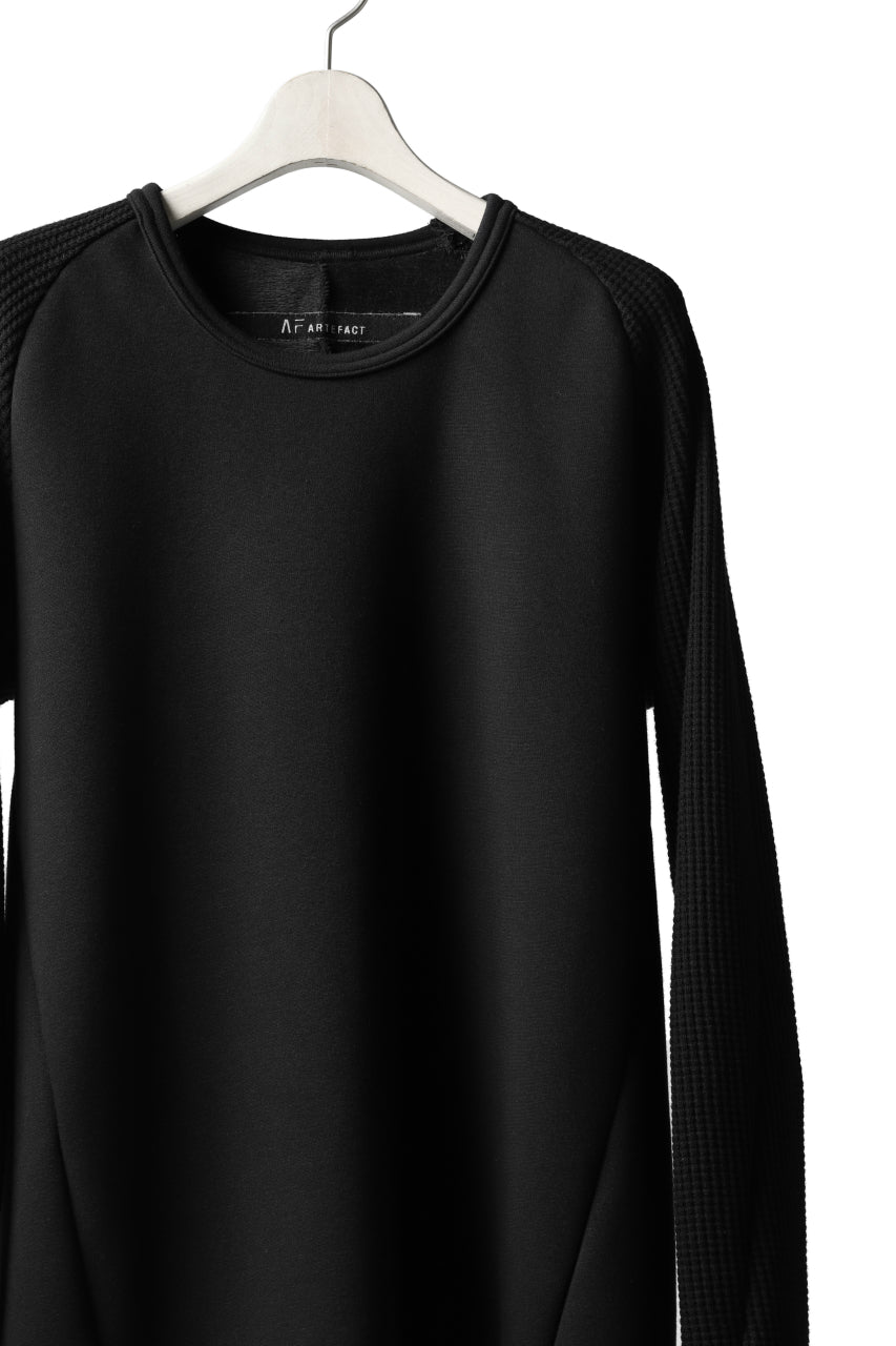 Load image into Gallery viewer, A.F ARTEFACT exclusive RAGLAN PULL OVER TOPS / BOMBERHEAT® x  WAFFLE (BLACK x BLACK)