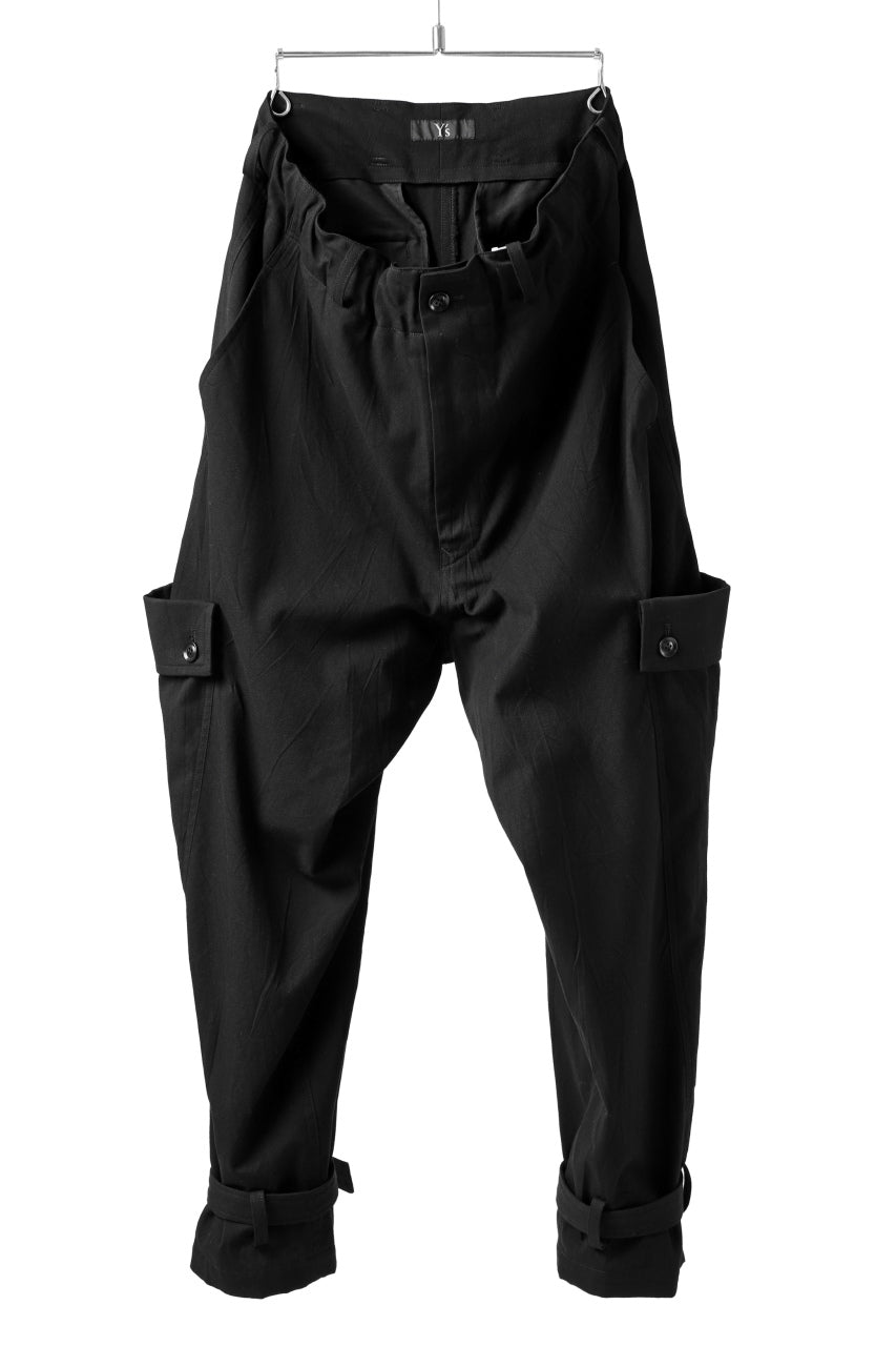 Load image into Gallery viewer, Y&#39;s SIDE FLAP POCKET PANTS / MIXED TWILL (BLACK)