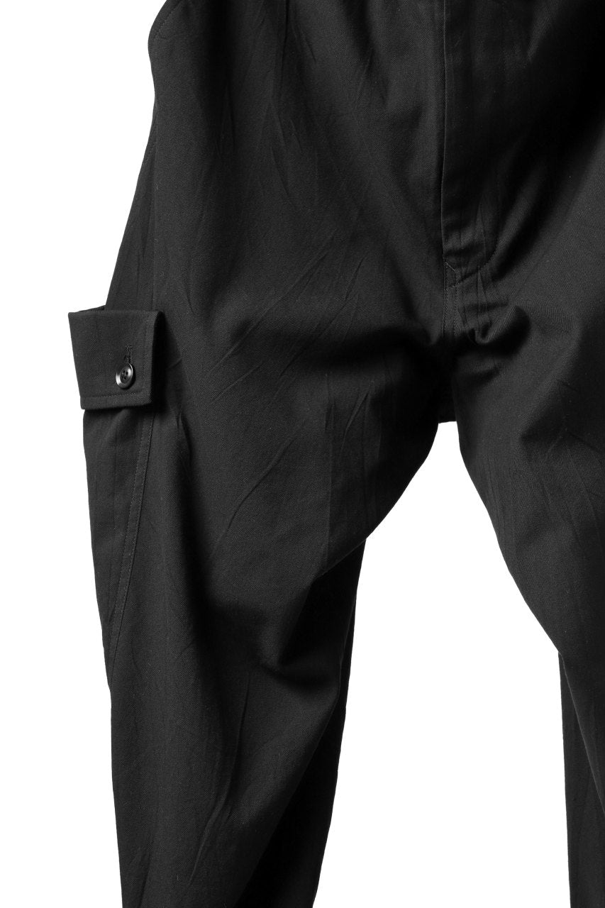 Y's SIDE FLAP POCKET PANTS / MIXED TWILL (BLACK)