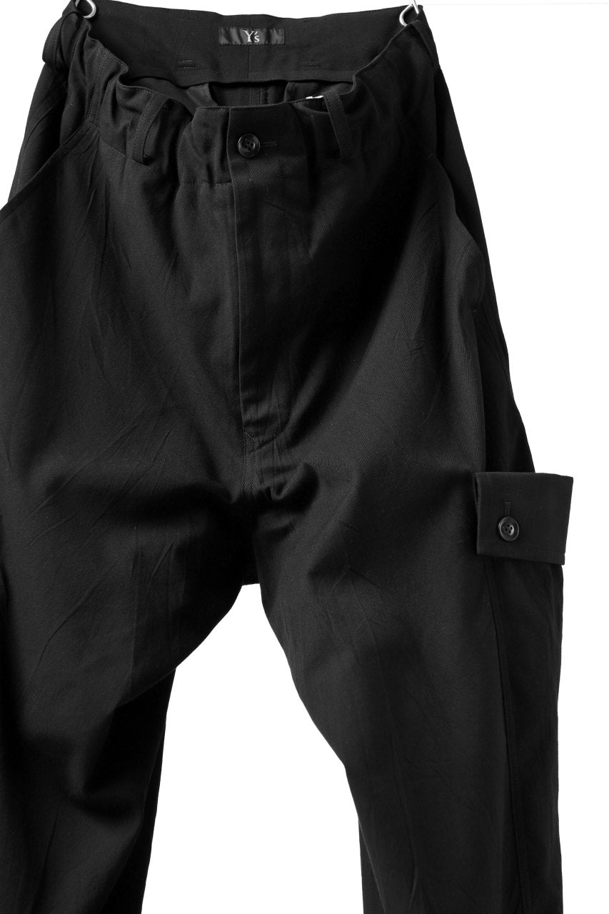 Y's SIDE FLAP POCKET PANTS / MIXED TWILL (BLACK)