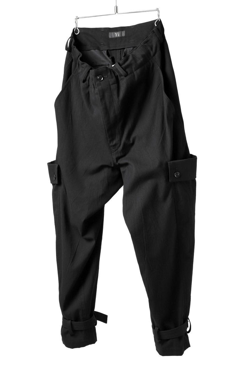 Y's SIDE FLAP POCKET PANTS / MIXED TWILL (BLACK)