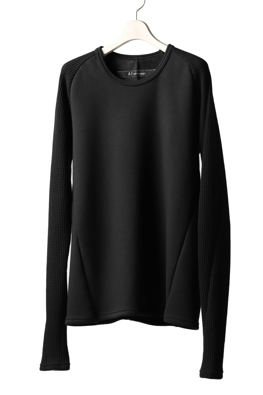 Load image into Gallery viewer, A.F ARTEFACT exclusive RAGLAN PULL OVER TOPS / BOMBERHEAT® x  WAFFLE (BLACK x BLACK)