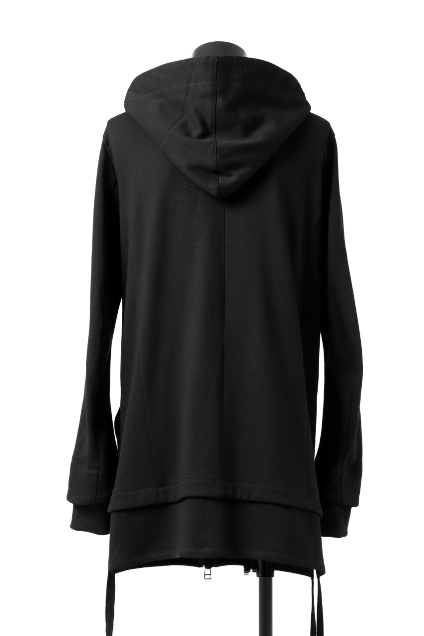 A.F ARTEFACT HOODED LONG ZIP LAYERED JACKET / COTTON FREECY (BLACK)