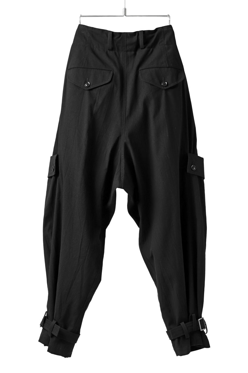 Y's SIDE FLAP POCKET PANTS / MIXED TWILL (BLACK)