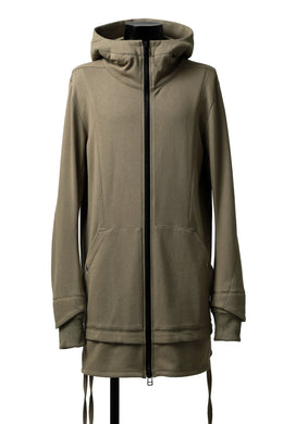 A.F ARTEFACT HOODED LONG ZIP LAYERED JACKET / COTTON FREECY (BEIGE)