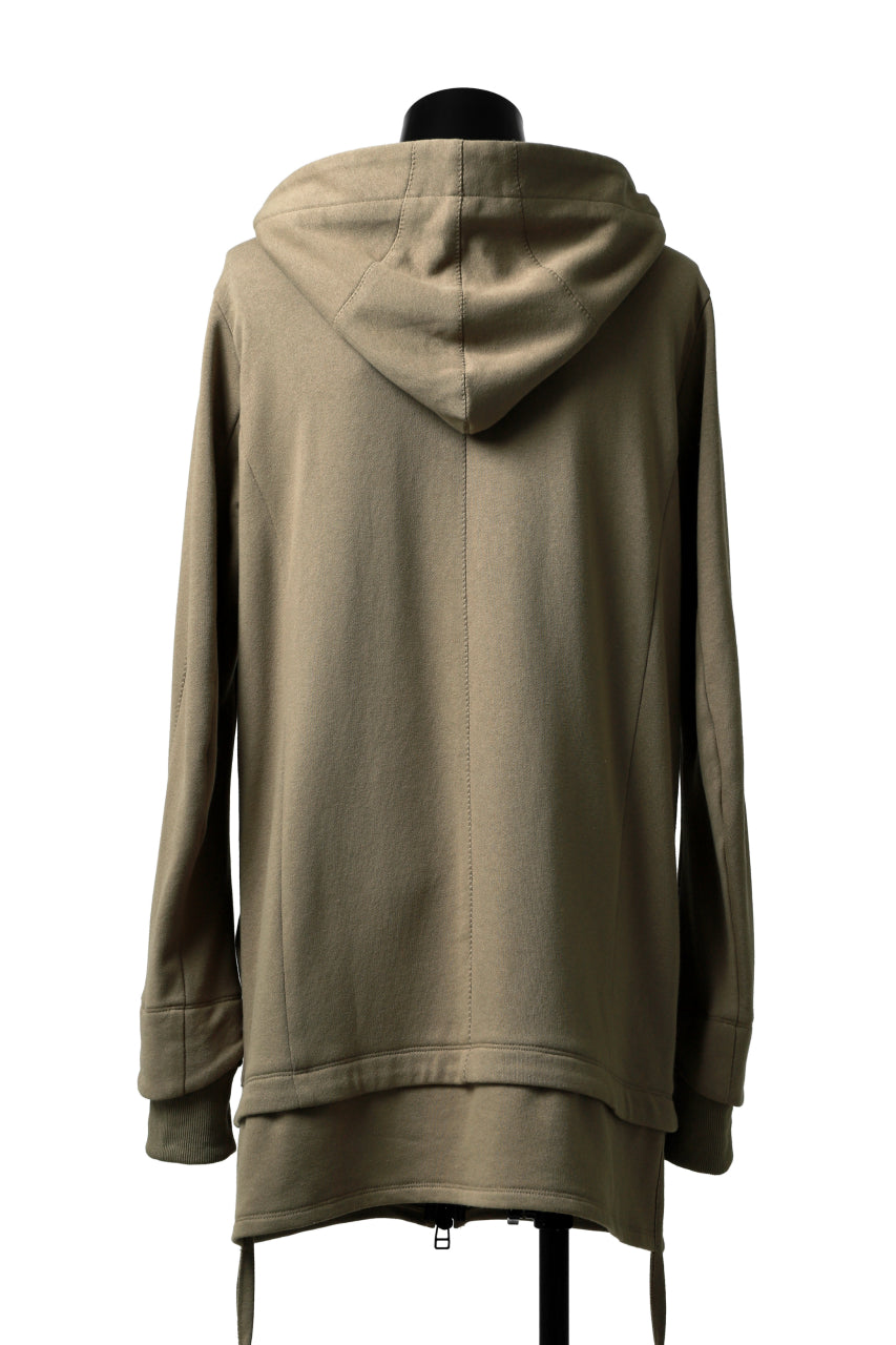 A.F ARTEFACT HOODED LONG ZIP LAYERED JACKET / COTTON FREECY (BEIGE)