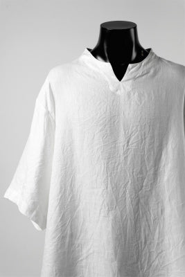 Load image into Gallery viewer, COLINA KEY NECK PULLOVER SHIRT / HERRINGBONE LINEN (WHITE)