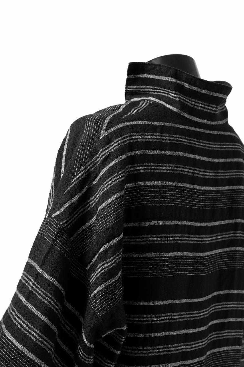 _vital half collar tunica tops / random border linen (BLACK)