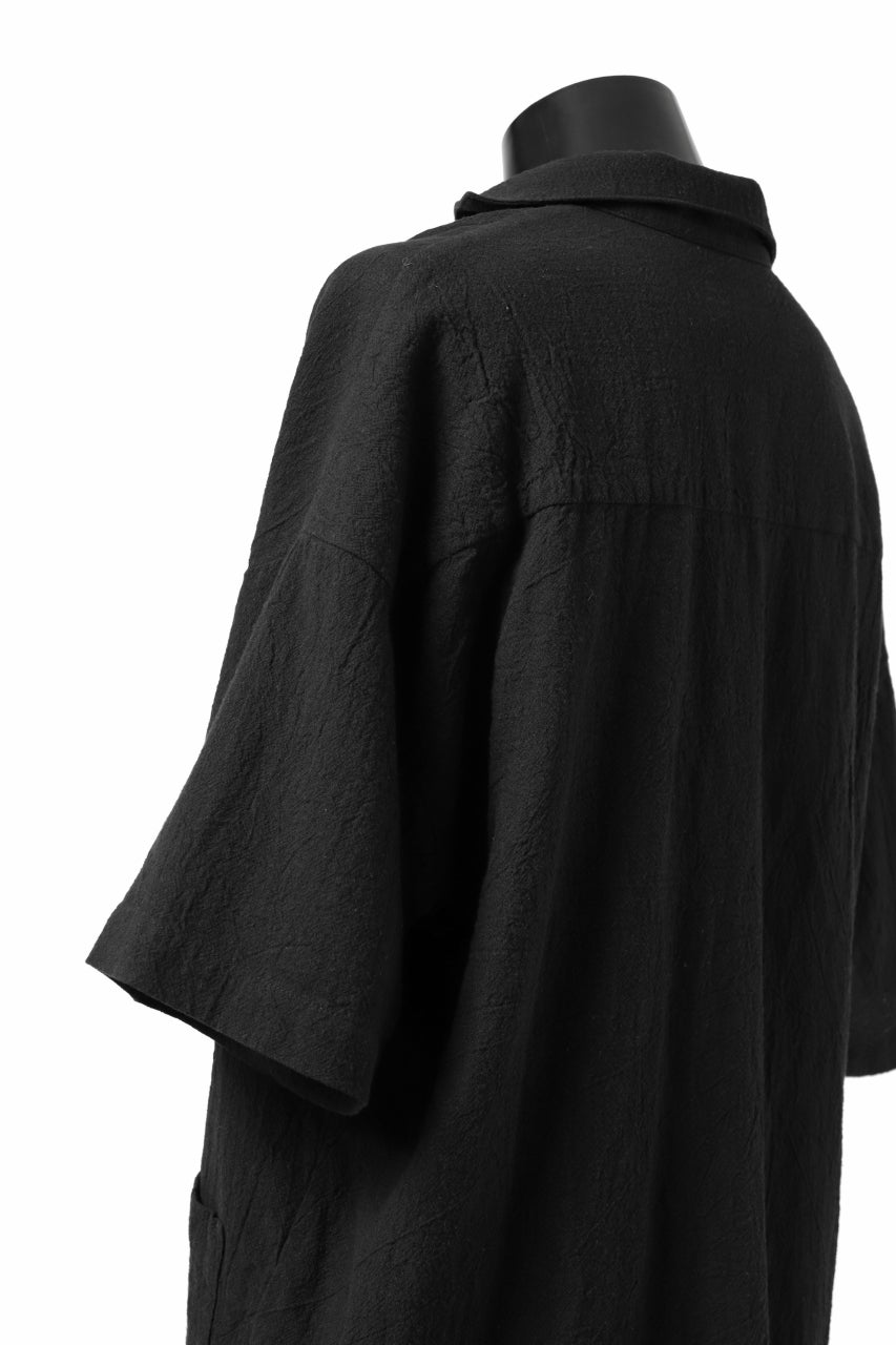 _vital half collar tunica tops / soft crepe linen (BLACK)