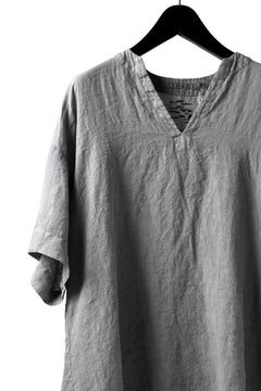 Load image into Gallery viewer, _vital exclusive collarless pullover shirt / sumi dyed linen (L.GREY)