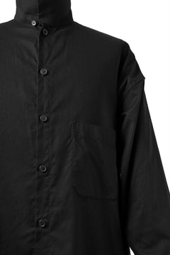 Load image into Gallery viewer, Y&#39;s FLAP COLLAR LONG SHIRT / LIGHT COTTON TWILL (BLACK)