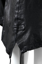 Load image into Gallery viewer, ISAMU KATAYAMA BACKLASH MODS COAT / GOAT LEATHER (GARMENT + SPRAY DYED BLACK)