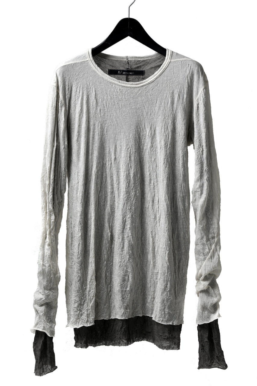 A.F ARTEFACT DOUBLE LAYERED LONG SLEEVE TOPS (IVORY×GREY)