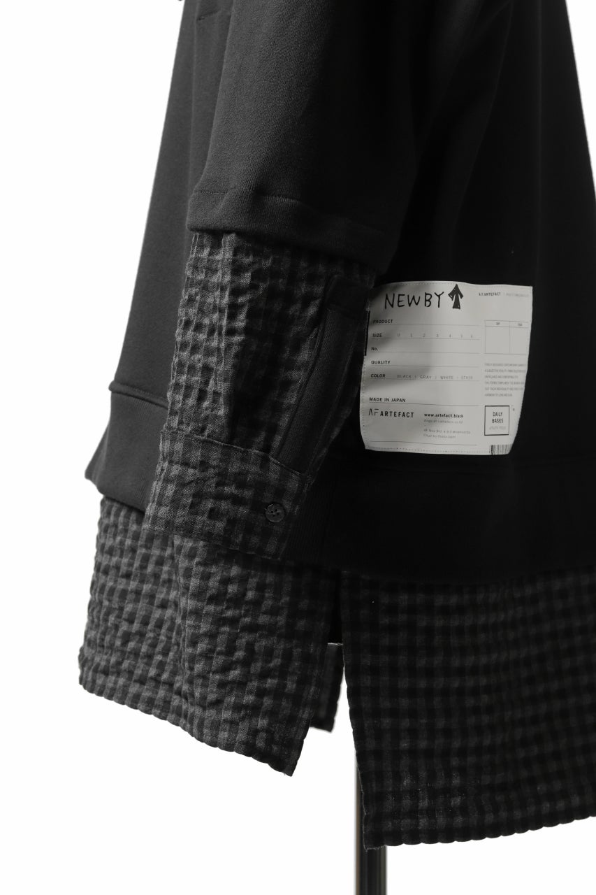 Load image into Gallery viewer, A.F ARTEFACT &quot;Trunk-Show&quot; COMBINATION SWEAT SHIRT HOODIE (BLACK x GREY CHECK)
