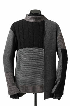 Load image into Gallery viewer, ISAMU KATAYAMA BACKLASH MOCK NECK PATCHWORK KNIT PULLOVER / ALPACA WOOL (GREY)