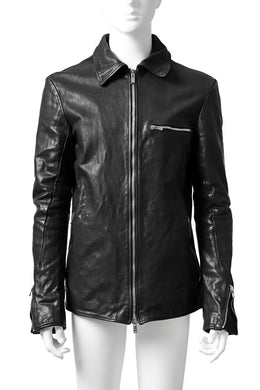 incarnation exclusive COLLARED ZIP JACKET / HORSE FULL GRAIN  (BLACK)