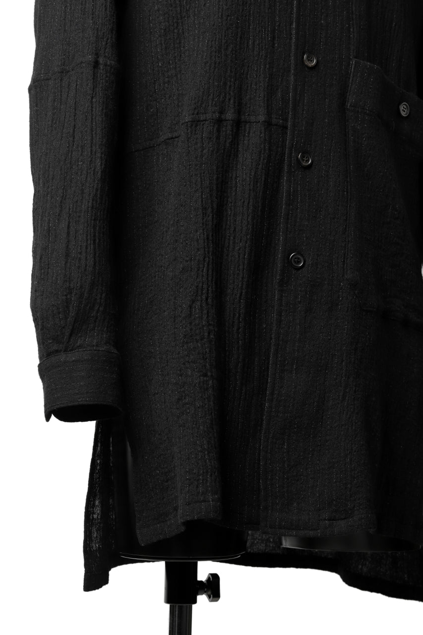 画像をギャラリービューアに読み込む, forme d&#39;expression Long Wool Shirt with Pocket (Black)