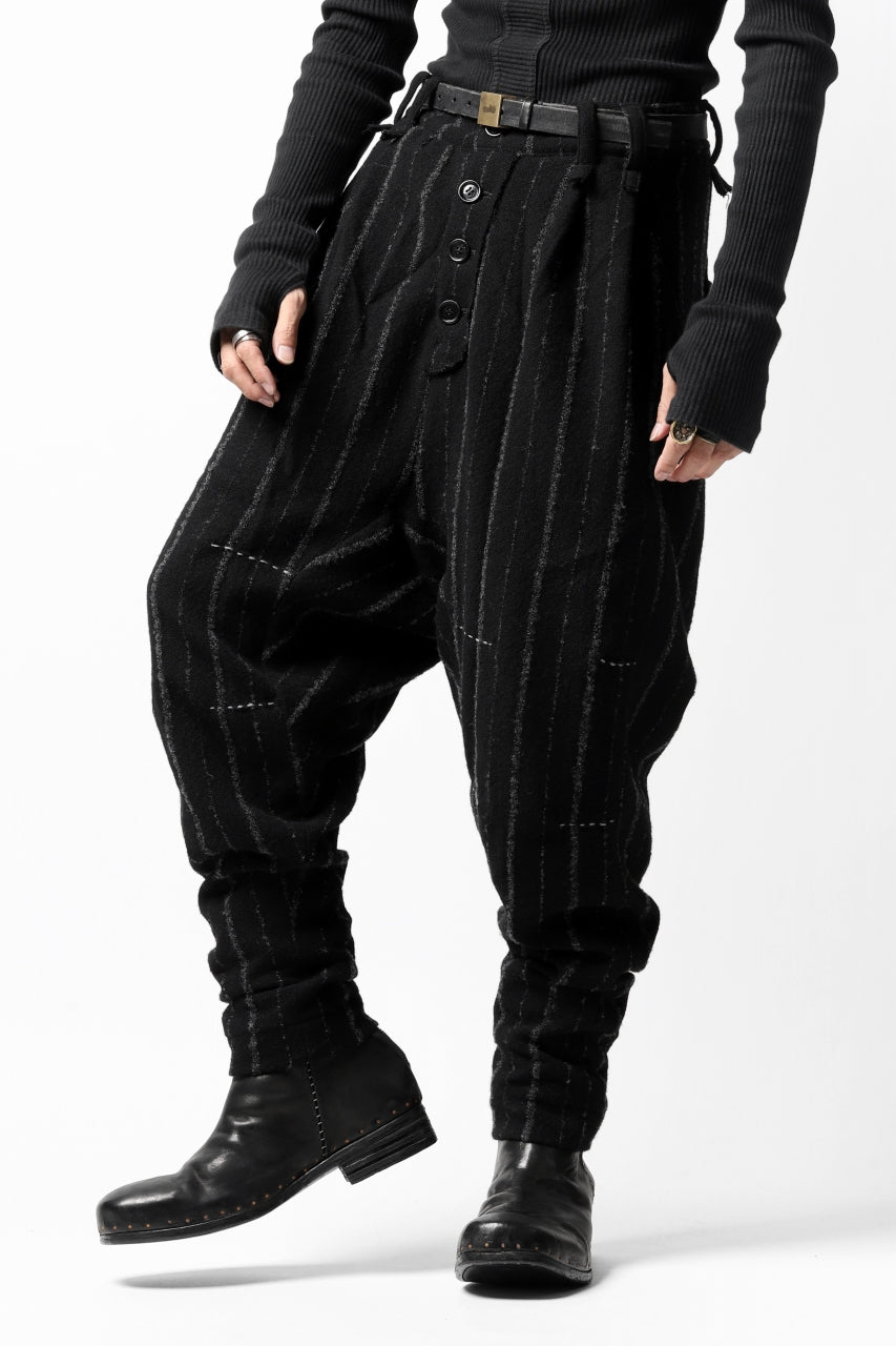 daska x LOOM exclucive low crotch trousers / bouclé stripe (BLACK)
