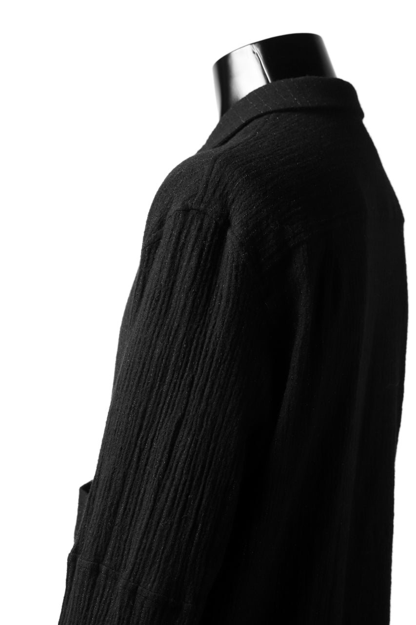 Load image into Gallery viewer, forme d&#39;expression Long Wool Shirt with Pocket (Black)