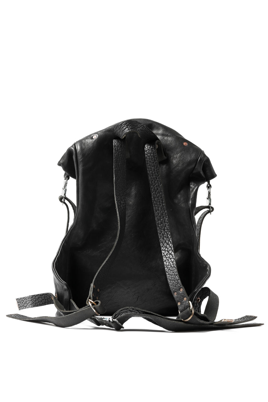 ierib roll top ruck sack / Oiled Horse Leather (BLACK)
