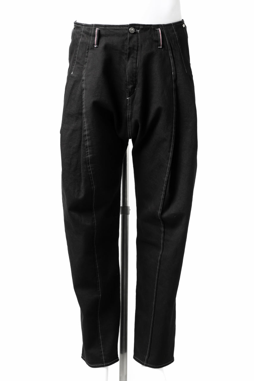 incarnation SELVEDGE JEAN TUCK TAPERED TROUSERS / ITALY 12oz DENIM (PIECE DYED BLACK)