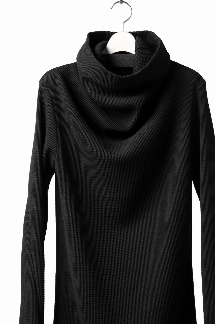 Load image into Gallery viewer, A.F ARTEFACT exclusive HIGH NECK TOPS / WAFFLE JERSEY (BLACK)