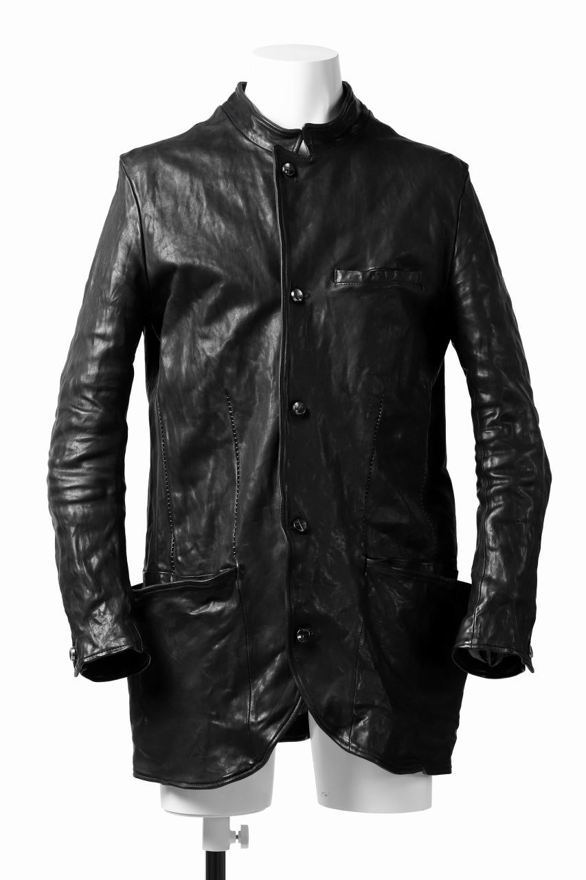 incarnation HORSE LEATHER 5-BUTTON FRONT JACKET / OBJECT DYED (BLACK)