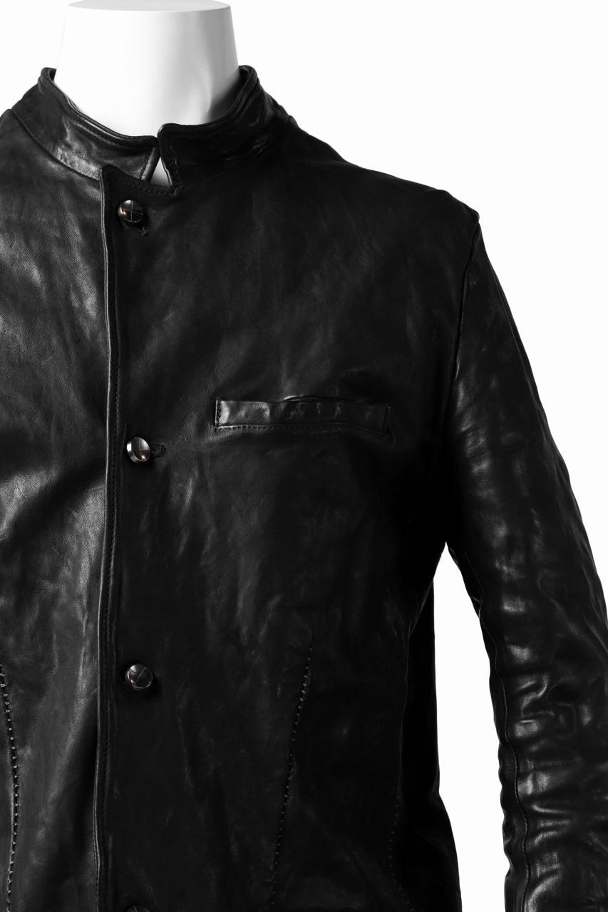 incarnation HORSE LEATHER 5-BUTTON FRONT JACKET / OBJECT DYED (BLACK)