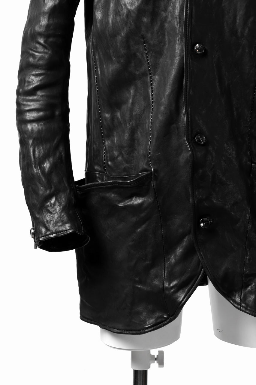 画像をギャラリービューアに読み込む, incarnation HORSE LEATHER 5-BUTTON FRONT JACKET / OBJECT DYED (BLACK)