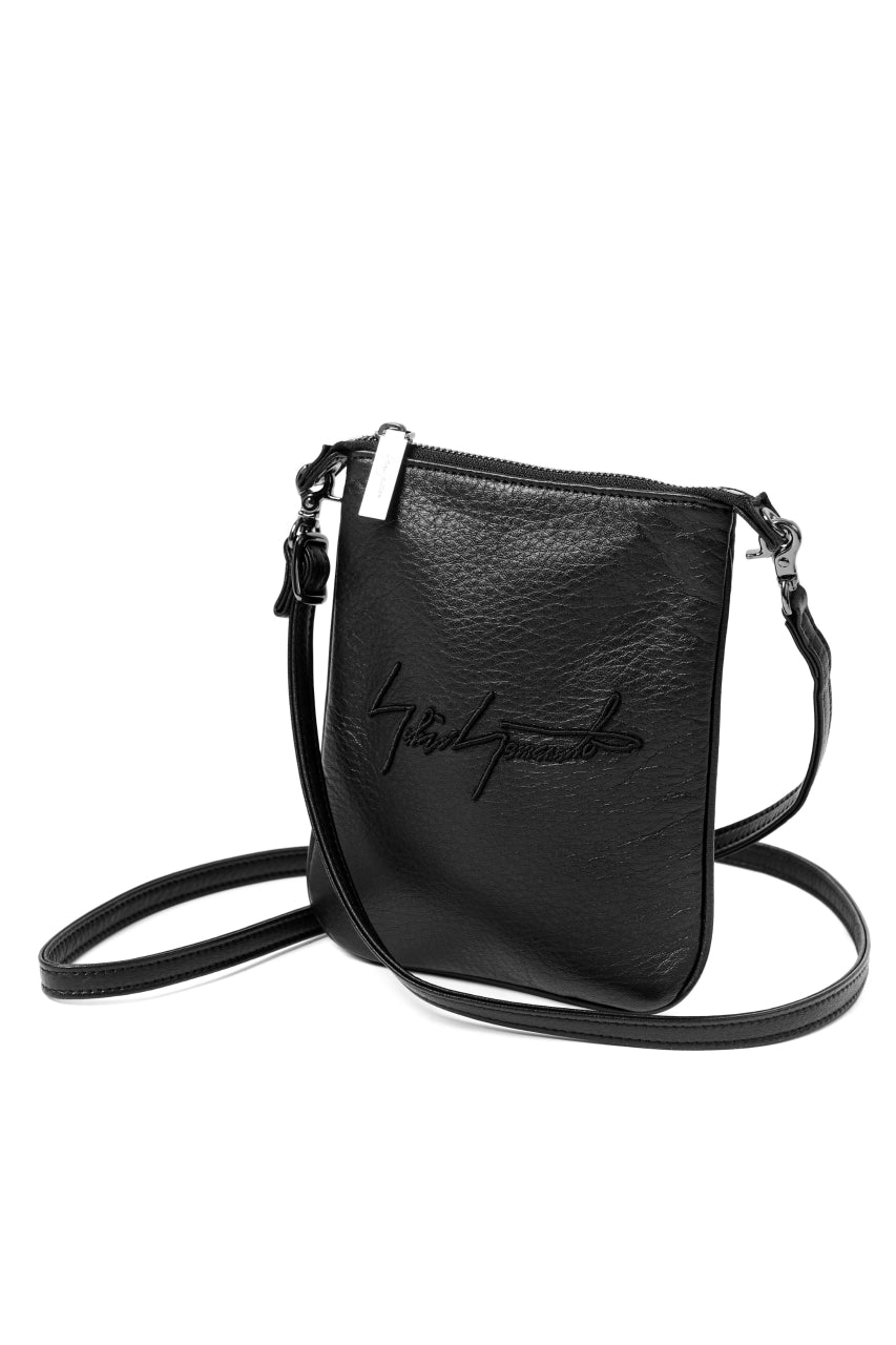 画像をギャラリービューアに読み込む, discord Yohji Yamamoto SIGNATURE SACOCHE POUCH / SOFT SHRINK COW LEATHER (BLACK)