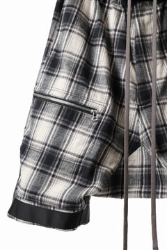 画像をギャラリービューアに読み込む, A.F ARTEFACT CHECK SAROUEL SHORT PANTS / COTTON FLANNEL (BLACK x WHITE)