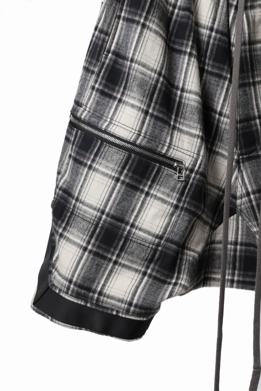 A.F ARTEFACT CHECK SAROUEL SHORT PANTS / COTTON FLANNEL (BLACK x WHITE)