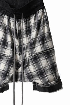 画像をギャラリービューアに読み込む, A.F ARTEFACT CHECK SAROUEL SHORT PANTS / COTTON FLANNEL (BLACK x WHITE)