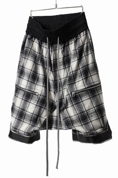 画像をギャラリービューアに読み込む, A.F ARTEFACT CHECK SAROUEL SHORT PANTS / COTTON FLANNEL (BLACK x WHITE)