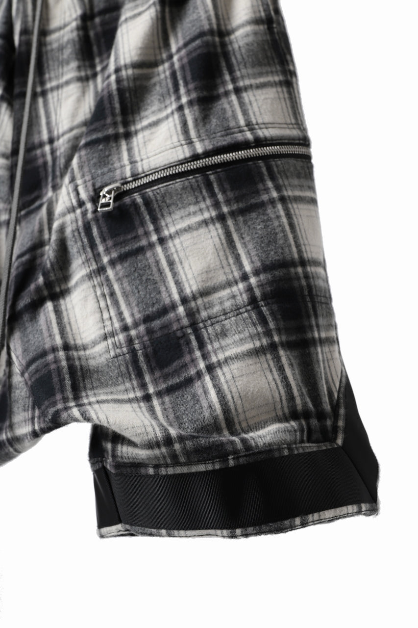 画像をギャラリービューアに読み込む, A.F ARTEFACT CHECK SAROUEL SHORT PANTS / COTTON FLANNEL (BLACK x WHITE)