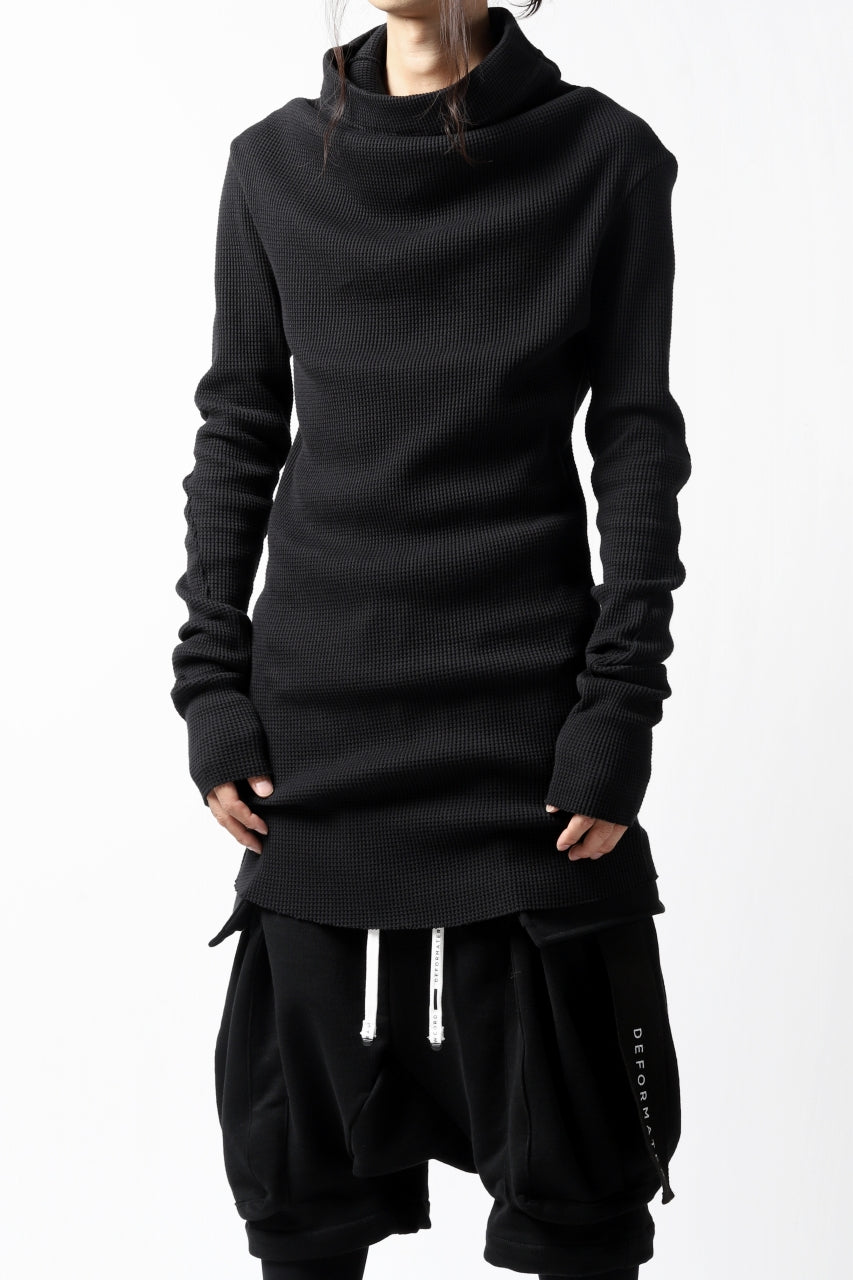 A.F ARTEFACT exclusive HIGH NECK TOPS / WAFFLE JERSEY (BLACK)