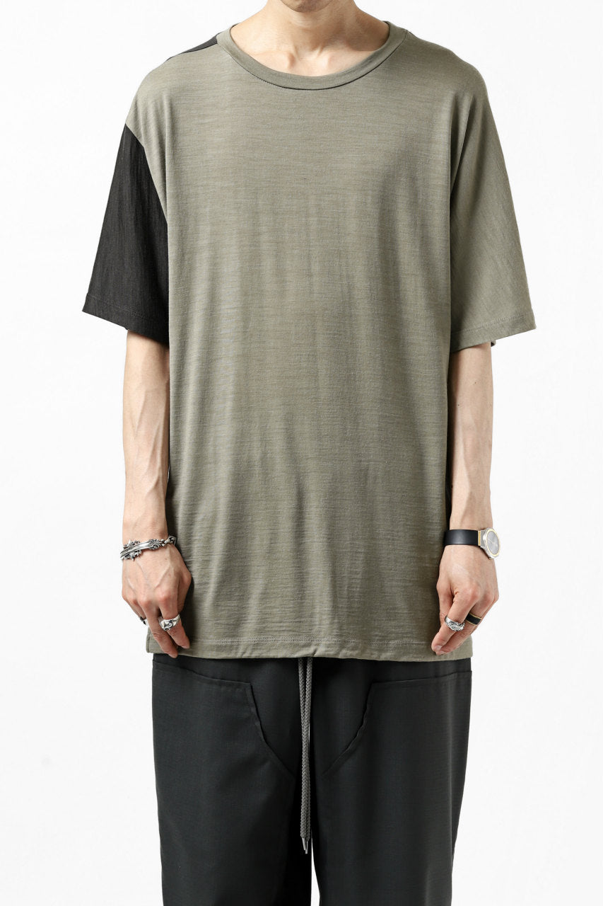 CAPERTICA ASYMMETRY BI COLOR TEE / SUPER120S WASHABLE WOOL (SEPIA)