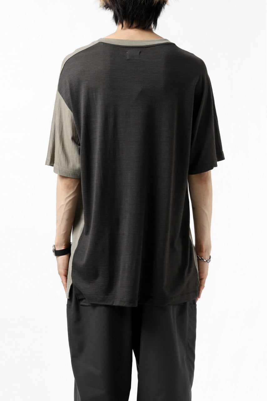 画像をギャラリービューアに読み込む, CAPERTICA ASYMMETRY BI COLOR TEE / SUPER120S WASHABLE WOOL (SEPIA)