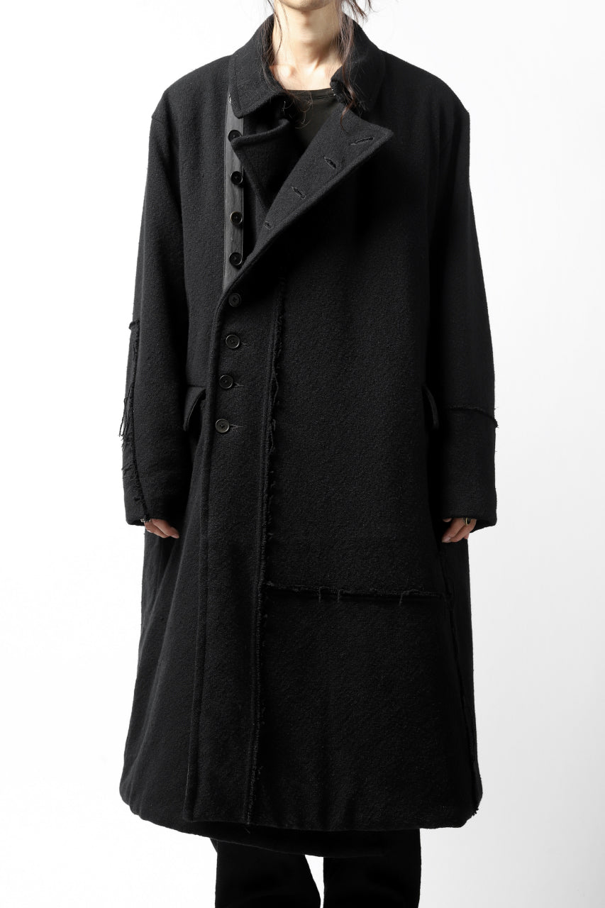 KLASICA HM-C DOUBLE BREASTED COAT with BONDED LINING / WOOLxSILK BOLD DUNGAREES (BLACK)
