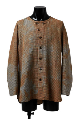 YUTA MATSUOKA exclusive round neck shirt / mottled dyeing dead stock woven (gingham check)