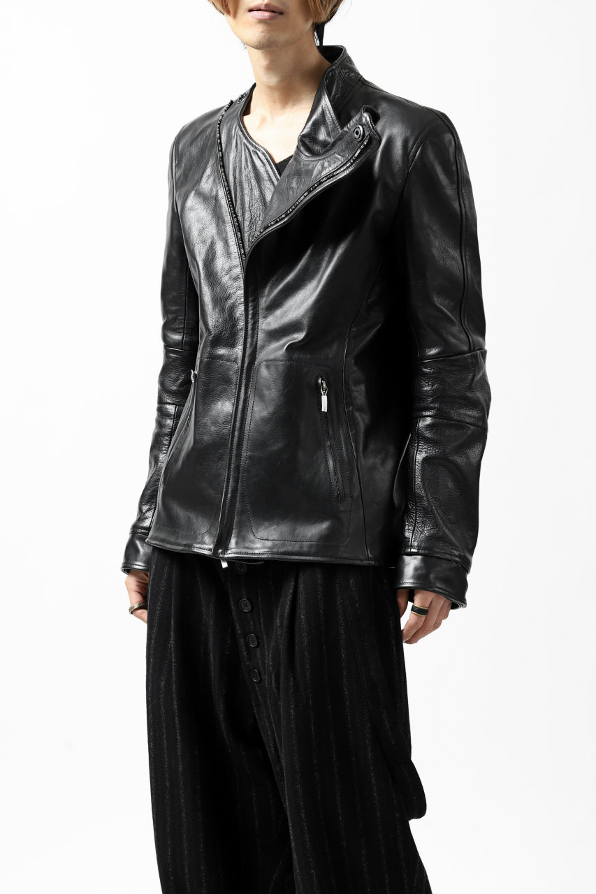 ierib exclusive peat biker jacket  / shiny horse leather (BLACK)