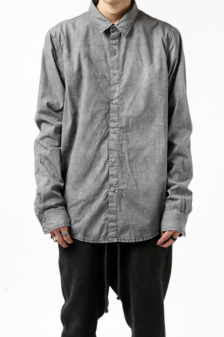 daub PLAIN COLLAR SHIRT / COLD DYED ORGANIC COTTON (GREY)