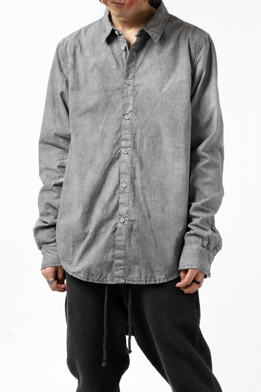 daub PLAIN COLLAR SHIRT / COLD DYED ORGANIC COTTON (GREY)