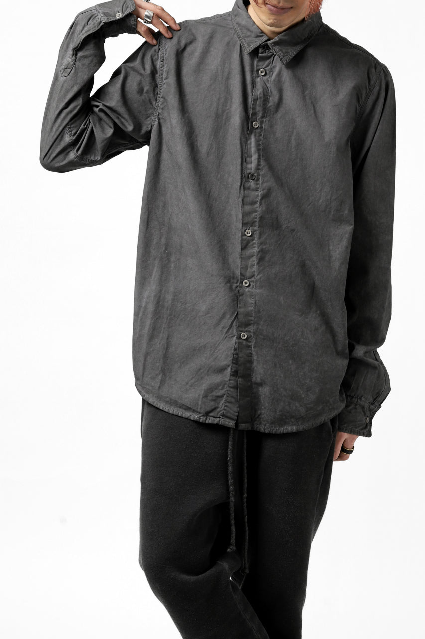 daub PLAIN COLLAR SHIRT / COLD DYED ORGANIC COTTON (DARK GREY)