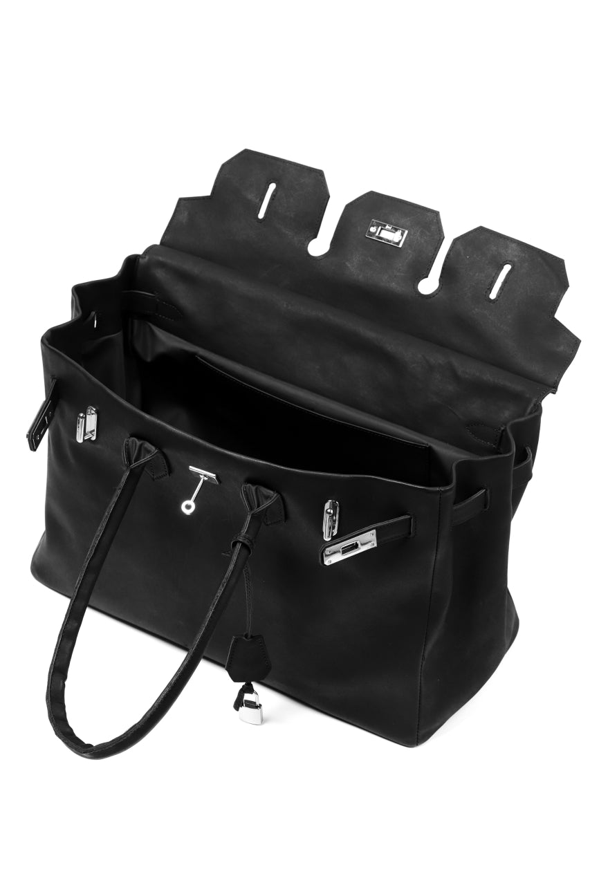 DEFORMATER.® TRAVEL BAG / SMOOTH COWHIDE (BLACK / SILVER PARTS)