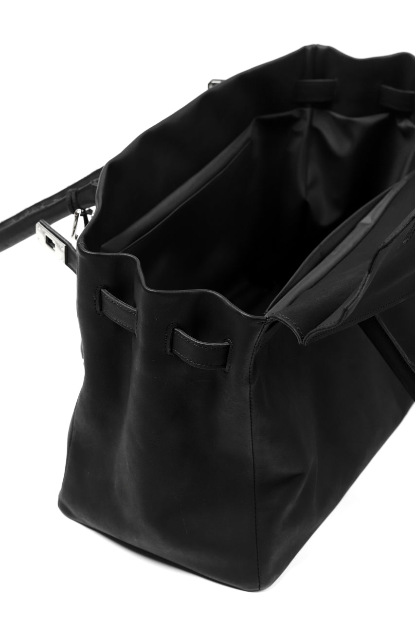 DEFORMATER.® TRAVEL BAG / SMOOTH COWHIDE (BLACK / SILVER PARTS)