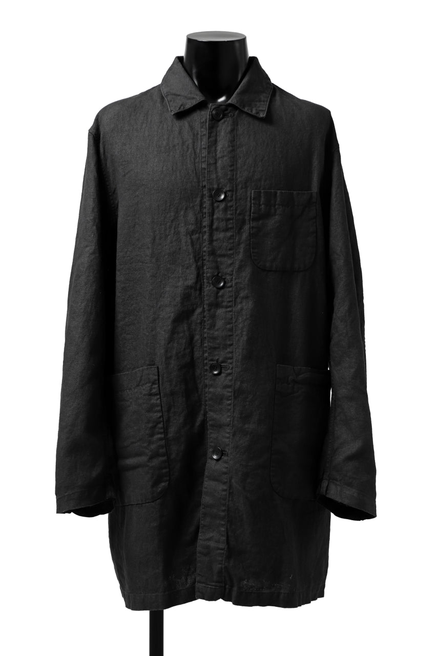 ISAMU KATAYAMA BACKLASH WORK COAT / GARMENT NATURAL DYED LINEN (SUMI)