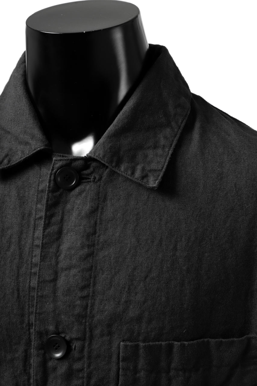 ISAMU KATAYAMA BACKLASH WORK COAT / GARMENT NATURAL DYED LINEN (SUMI)